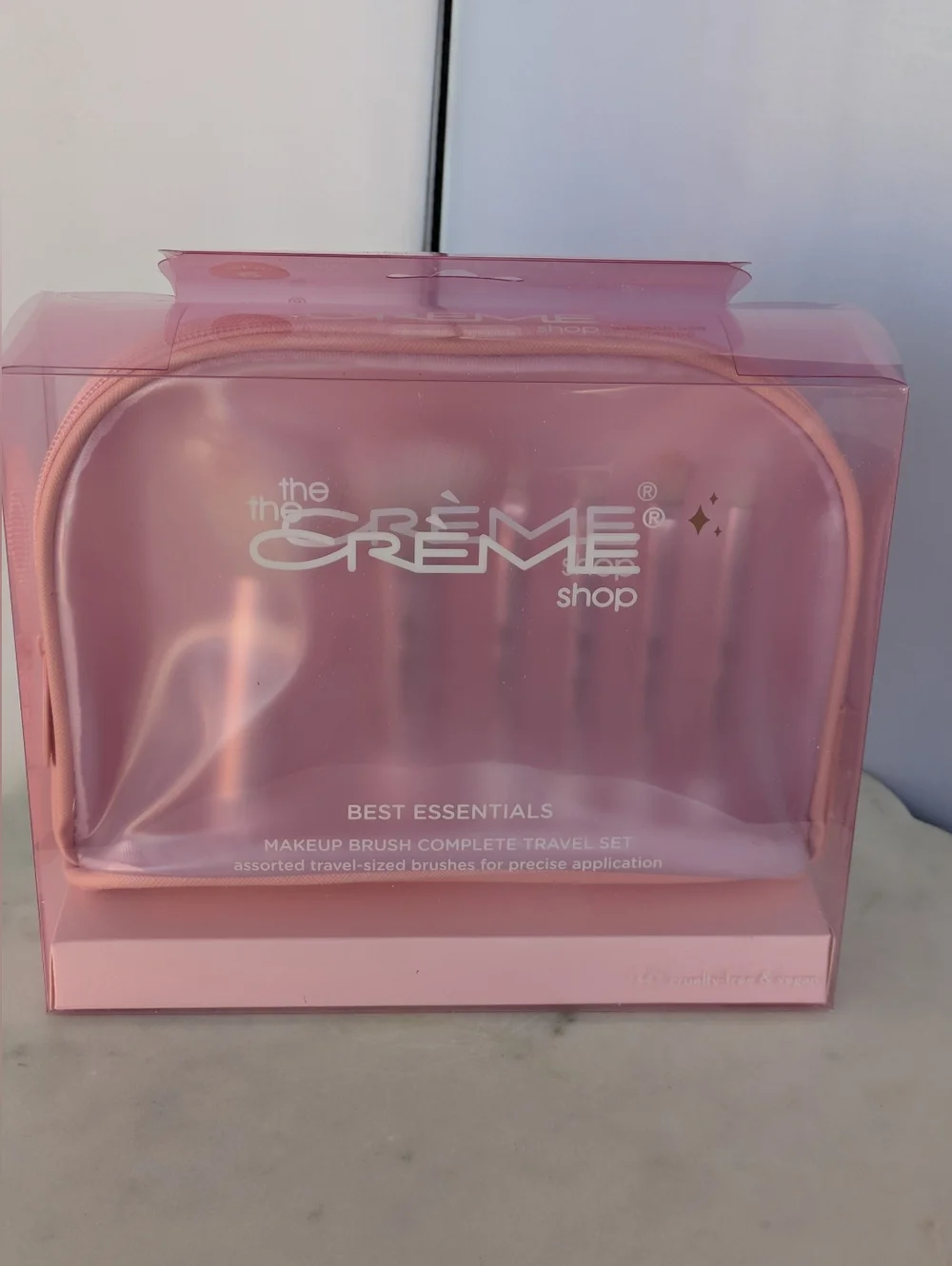 The Crème Shop Rose Gold Pink 6 Piece Makeup Brush Set Pouch
